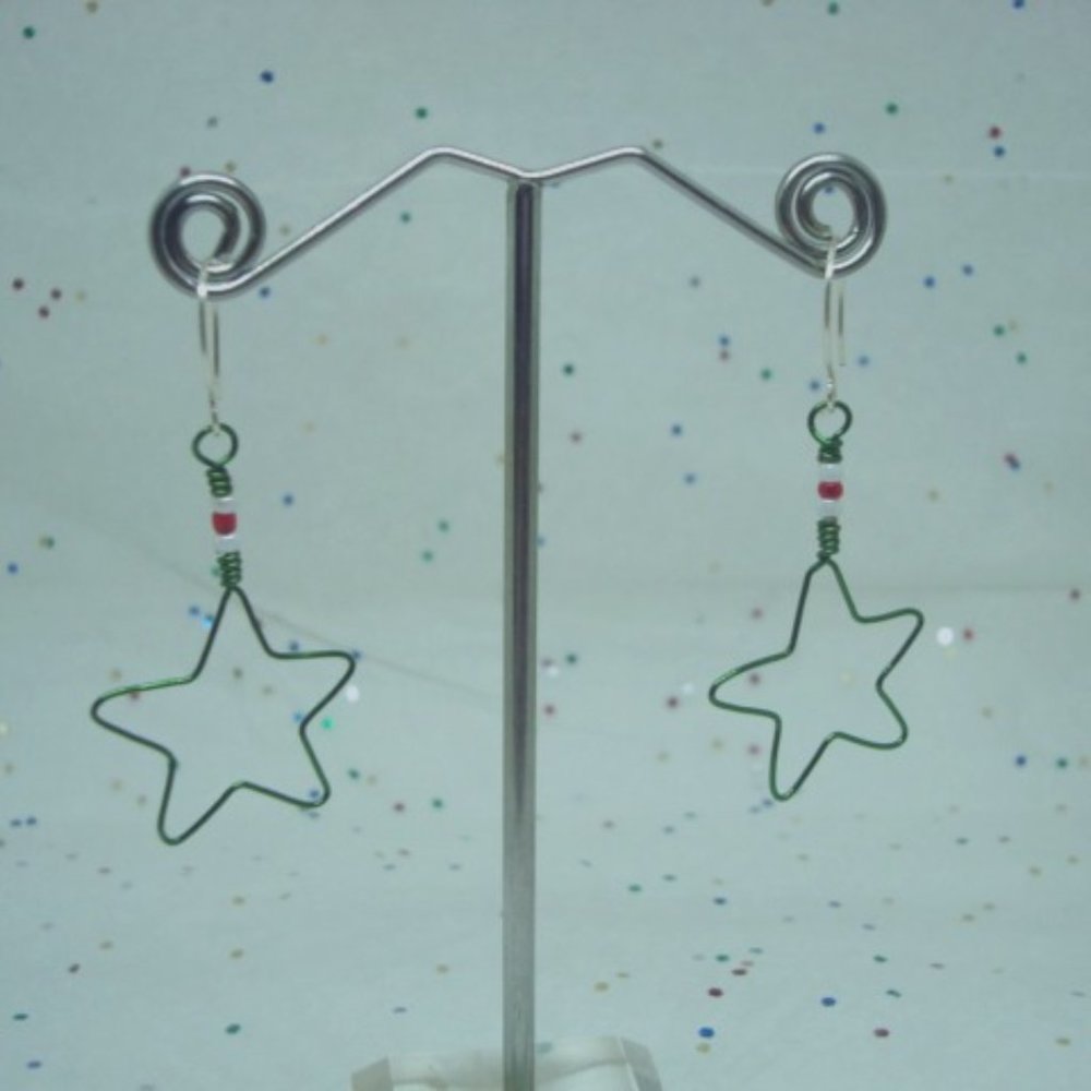 Holiday Green Star Earrings